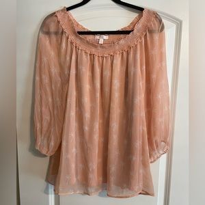 Lauren Conrad Pink Mesh Blouse Size Large